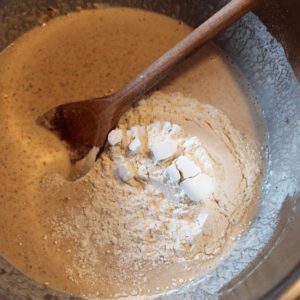 mixing bread dough