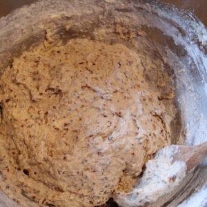 mixing bread dough