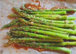 roasted asparagus with dressing