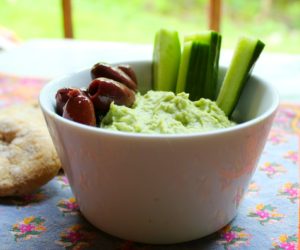 hummus and vegetables in bowl