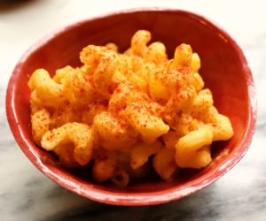 vegan butternut squash and pasta in a bowl