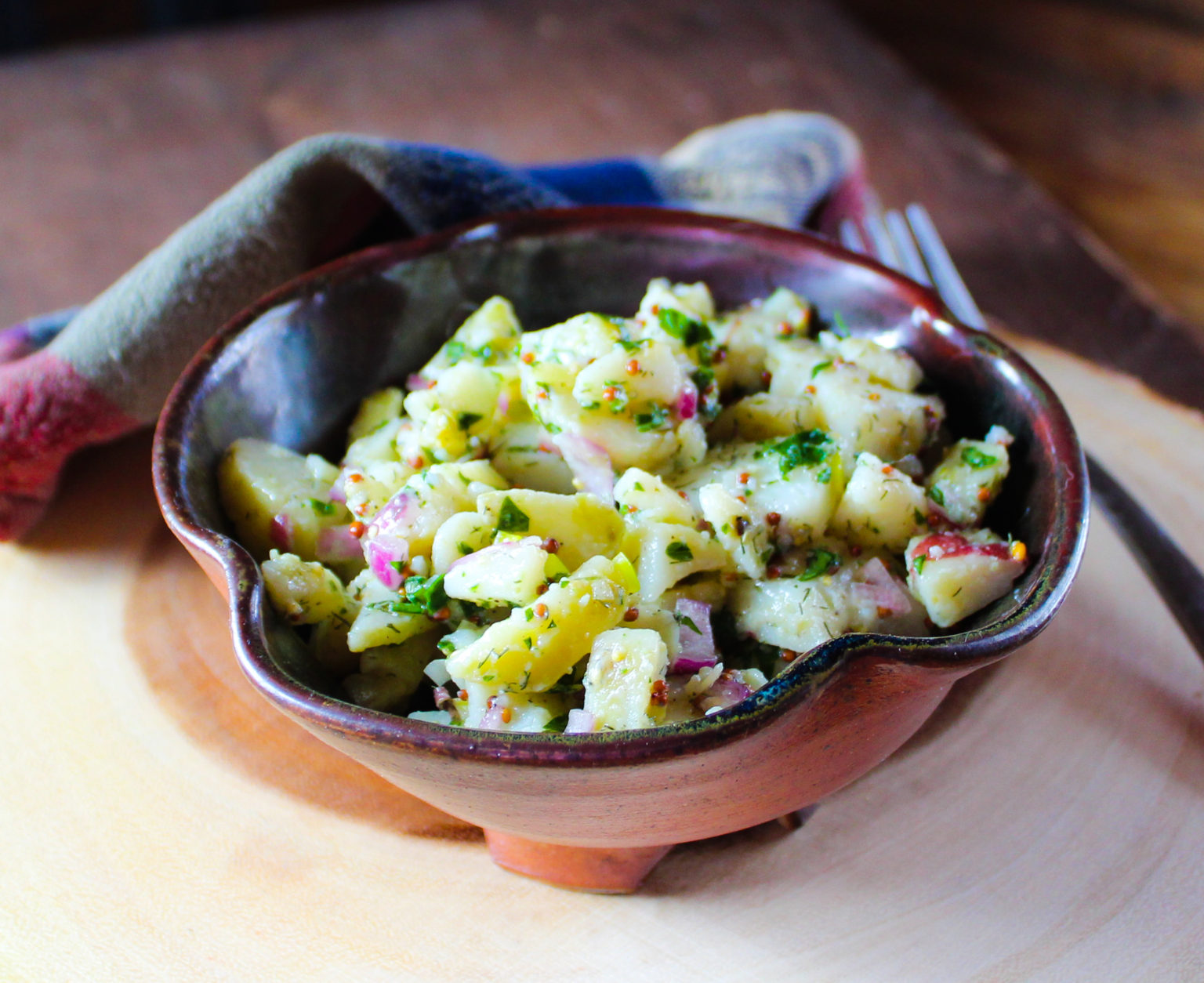 Potato Salad with Whole Grain Mustard Vinaigrette - Vegan Cabin Life